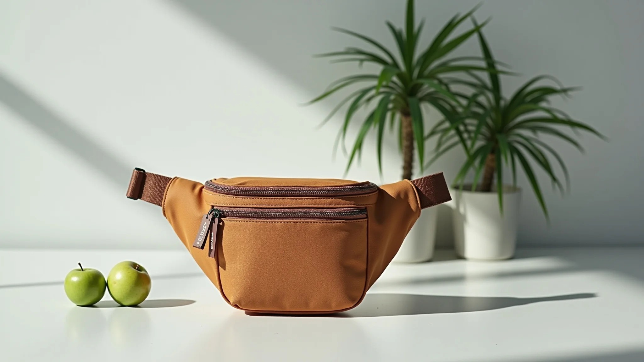 Pochete feminina sustentável feita de materiais reciclados.