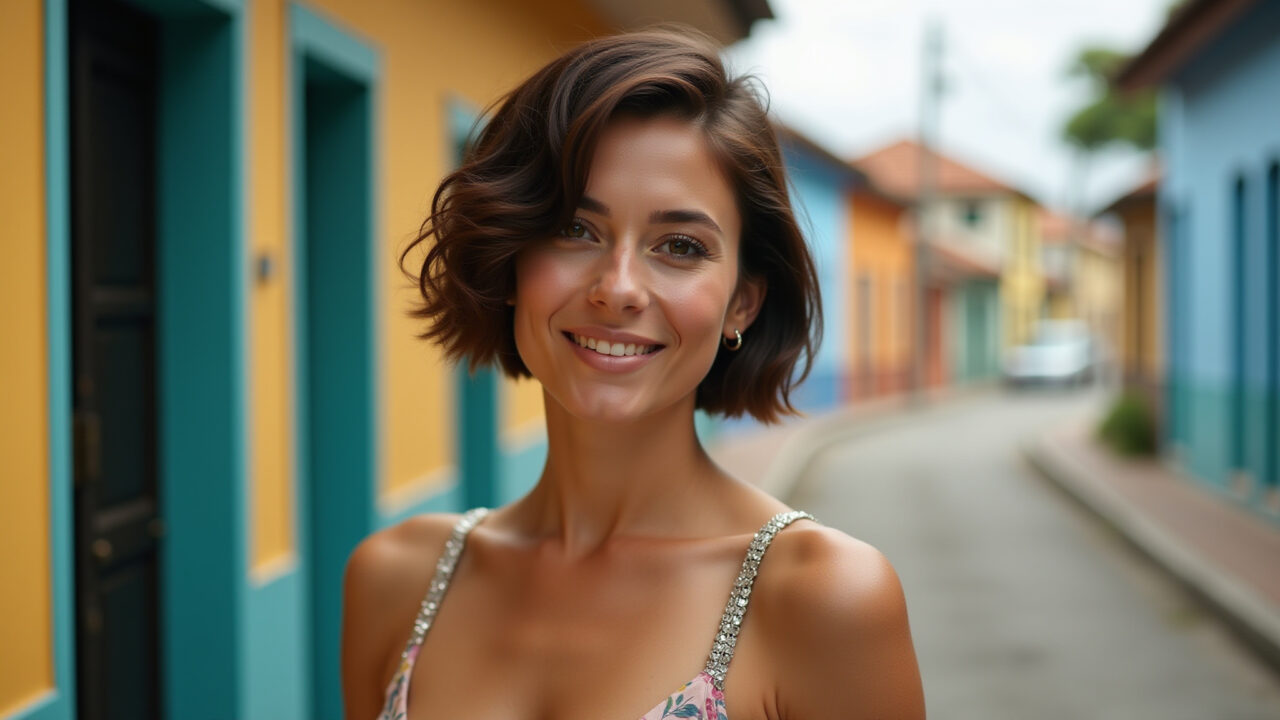 Short bob assimétrico moderno e estiloso.