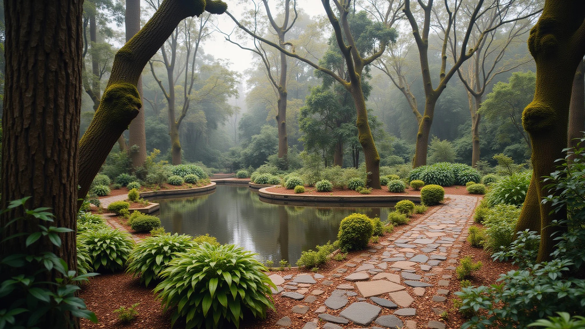 Jardim Botânico de Curitiba no inverno, atmosfera europeia, iluminação brilhante.