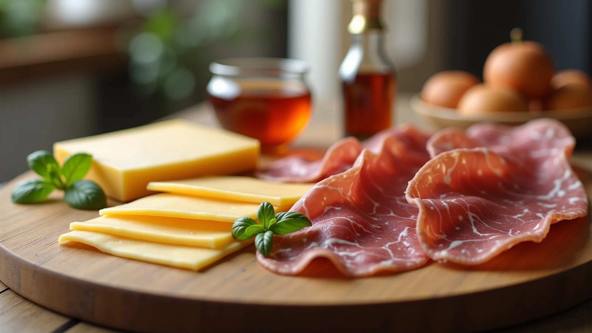Mesa farta com queijos, embutidos e vinagre balsâmico da Emilia-Romagna.
