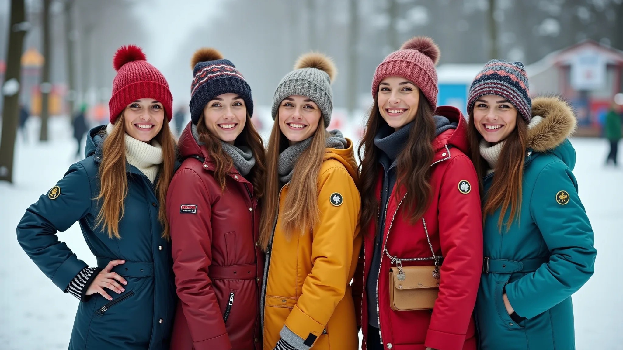 Grupo de amigas se divertindo no parque de neve Snowland em Gramado.