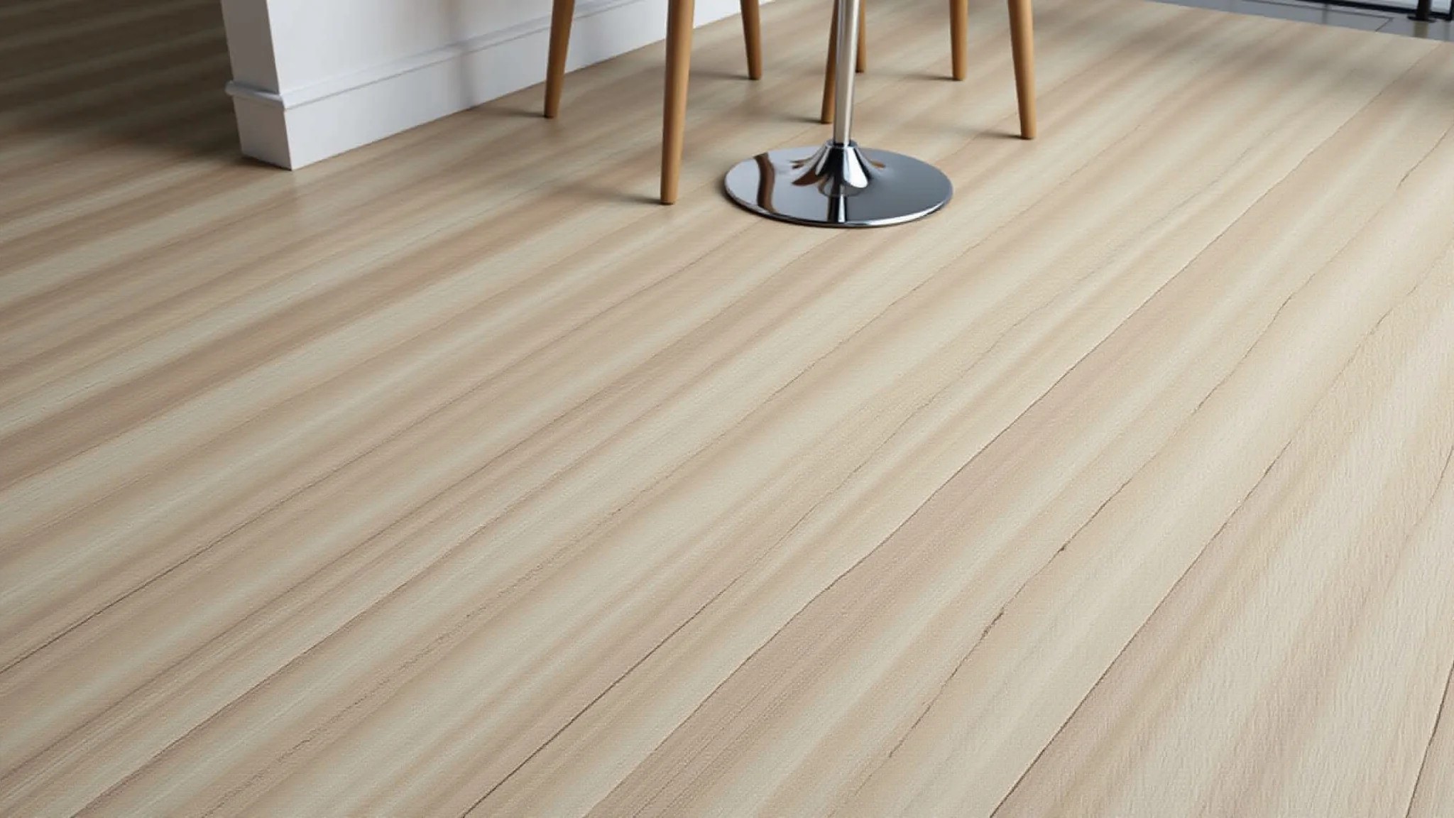 Rejunte combinando com porcelanato amadeirado, criando visual natural.