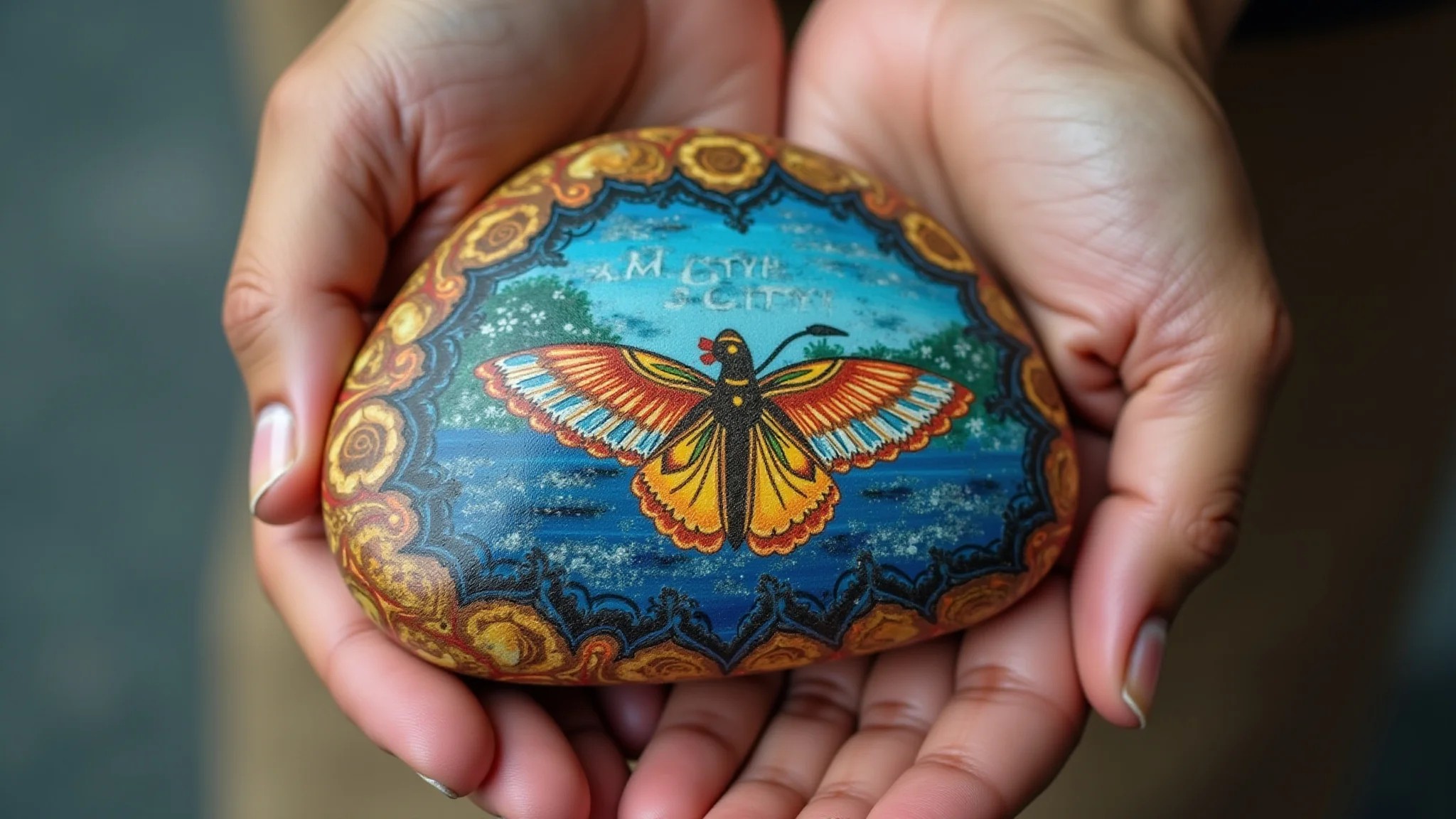 Pedra pintada como presente personalizado, embalagem caprichada, estilo brasileiro.