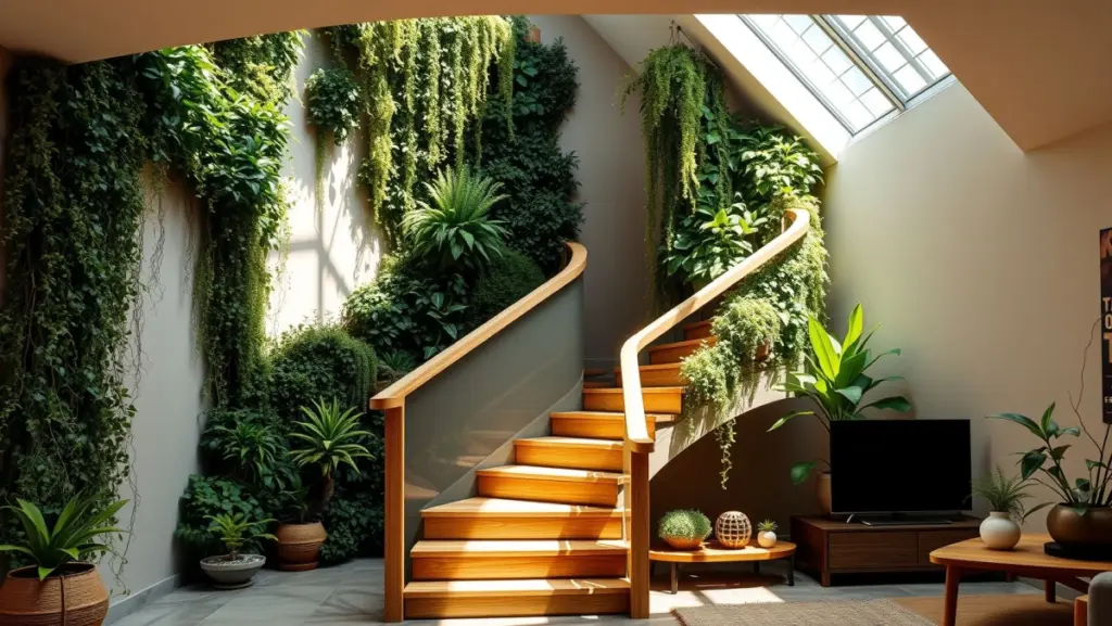 Corrimão Integrado com Jardim Vertical: Natureza Dentro de Casa