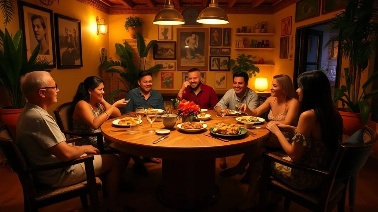 Mesa de jantar redonda em sala de jantar brasileira, promovendo interação.