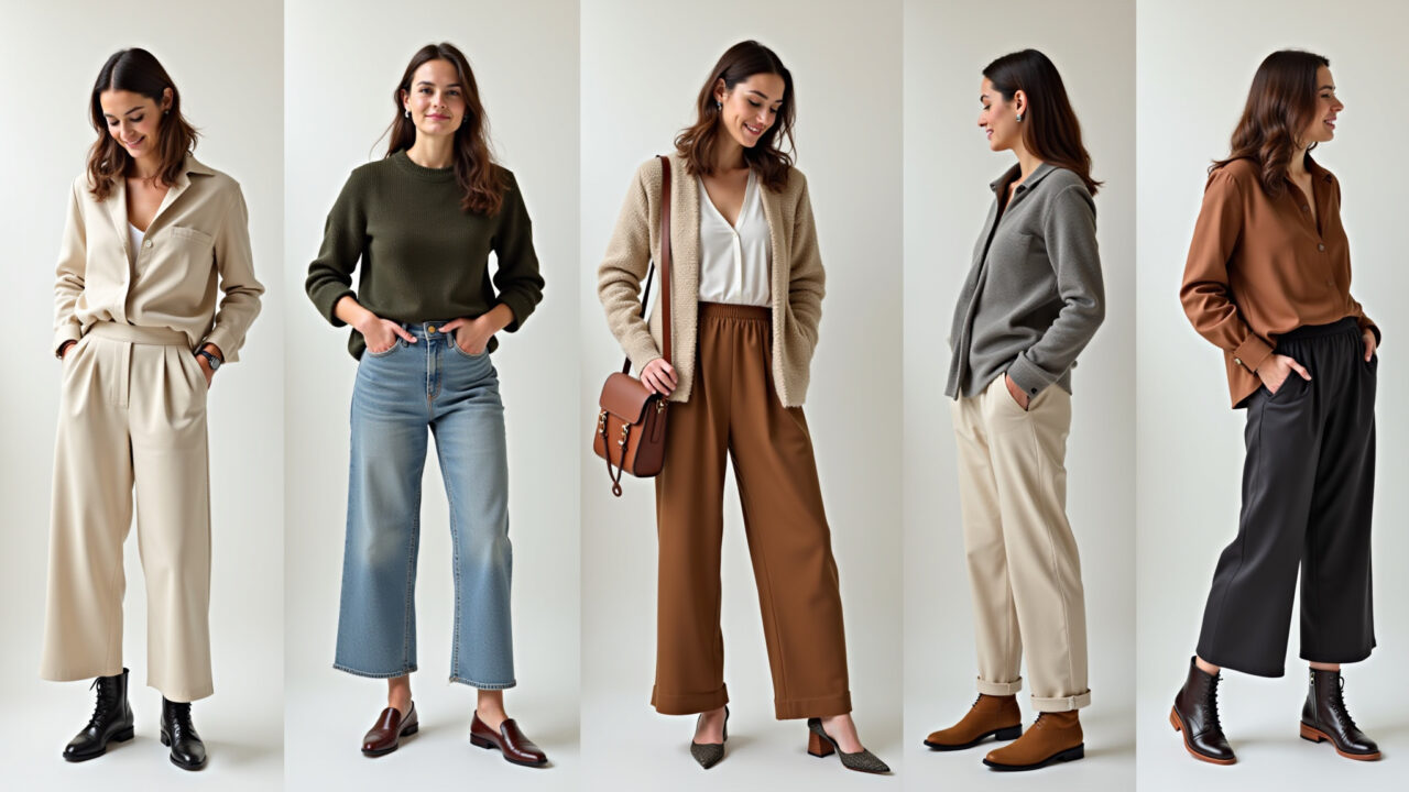Mulher criando looks variados com uma mesma peça de roupa.