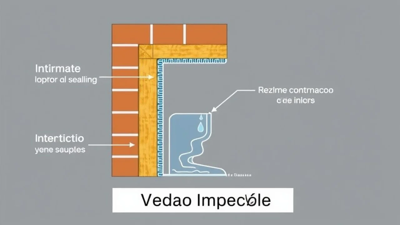 Ilustração da vedação do contramarco contra infiltrações em português.