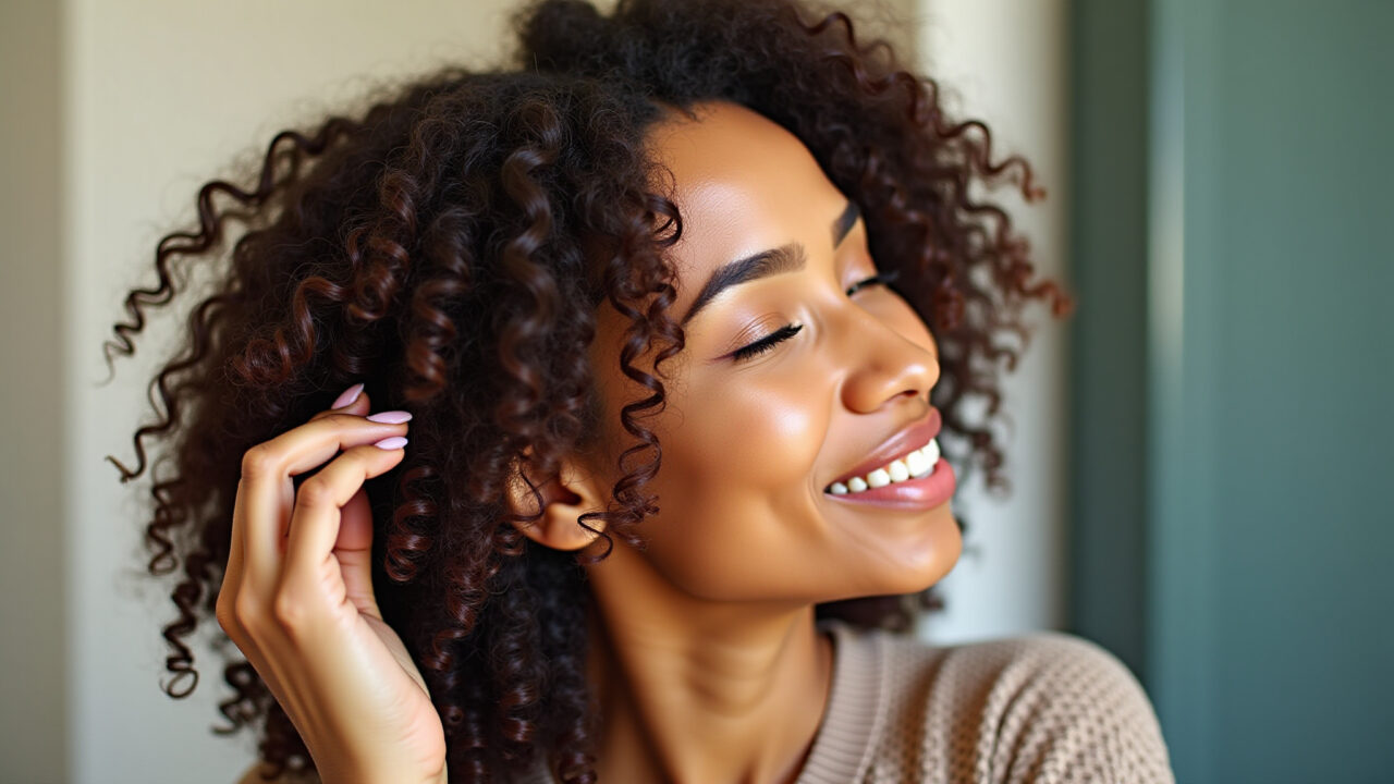 Cabelos crespos definidos com óleo de argan.