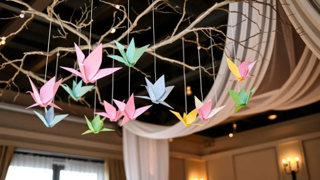 Decoração Aérea DIY: Origami de Tsurus para um Toque Romântico