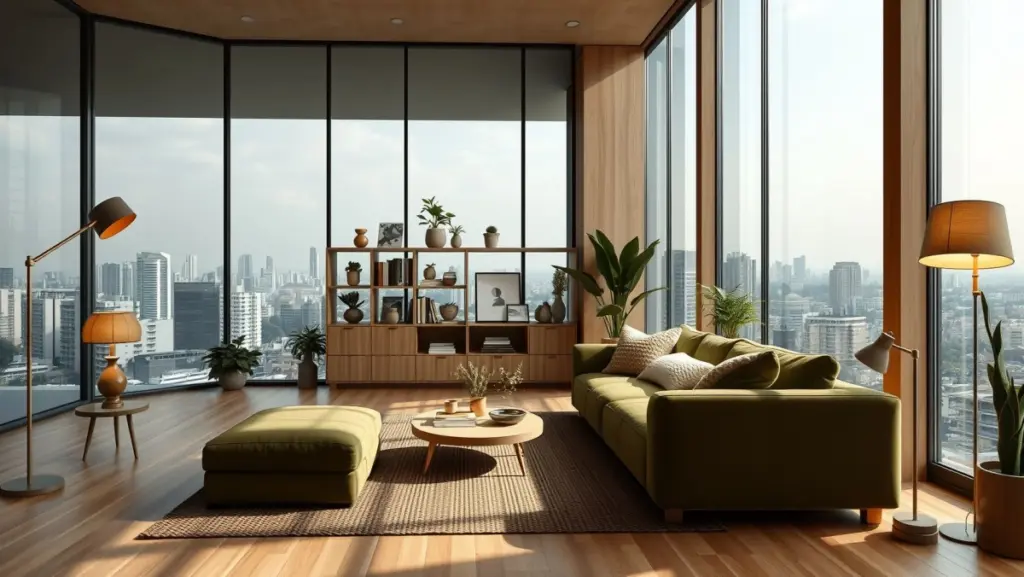Decoração com Tons de Verde e Elementos Naturais: Um Refúgio Urbano