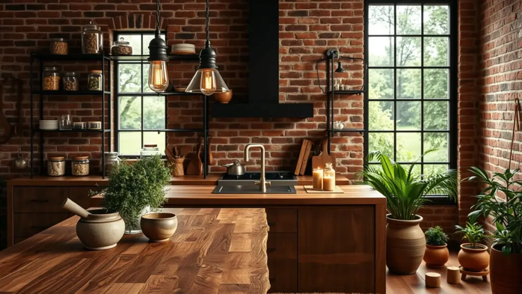 Decoração de Cozinha com Bancada de Madeira Rústica: Charme e Aconchego
