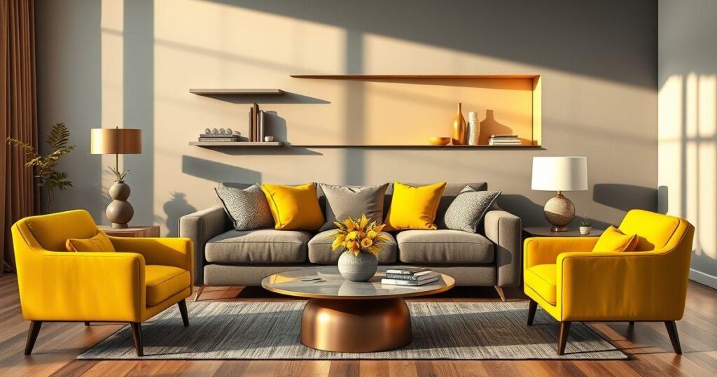 Decoração de Sala Cinza e Amarelo: uma Combinação Vibrante e Moderna