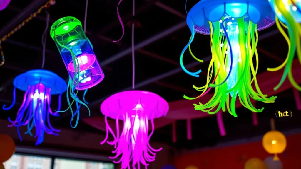 Decoração Fundo do Mar Sustentável: Luminárias de Água-Viva com Garrafas PET