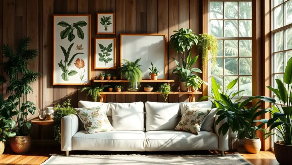 Decoração para Sala com Gallery Wall e Plantas: Um Toque de Natureza
