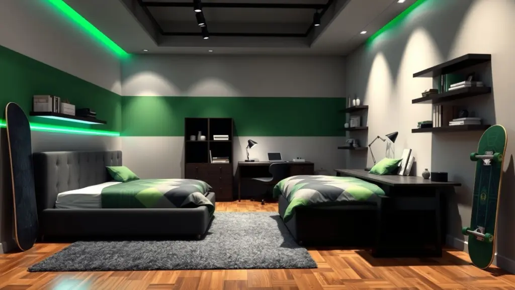 Decoração Quarto de Menino Verde e Cinza: Modernidade e Elegância para o Crescimento