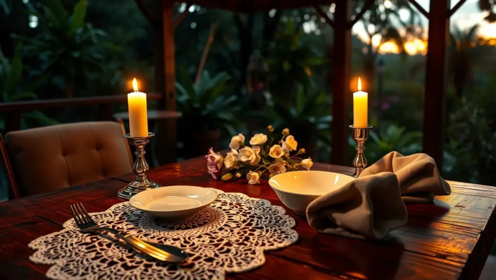 Decoração Romântica: Sousplat de Crochê e Velas