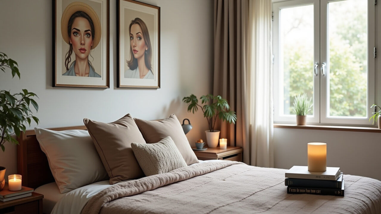 Objetos decorativos refletindo personalidade em apartamento pequeno.