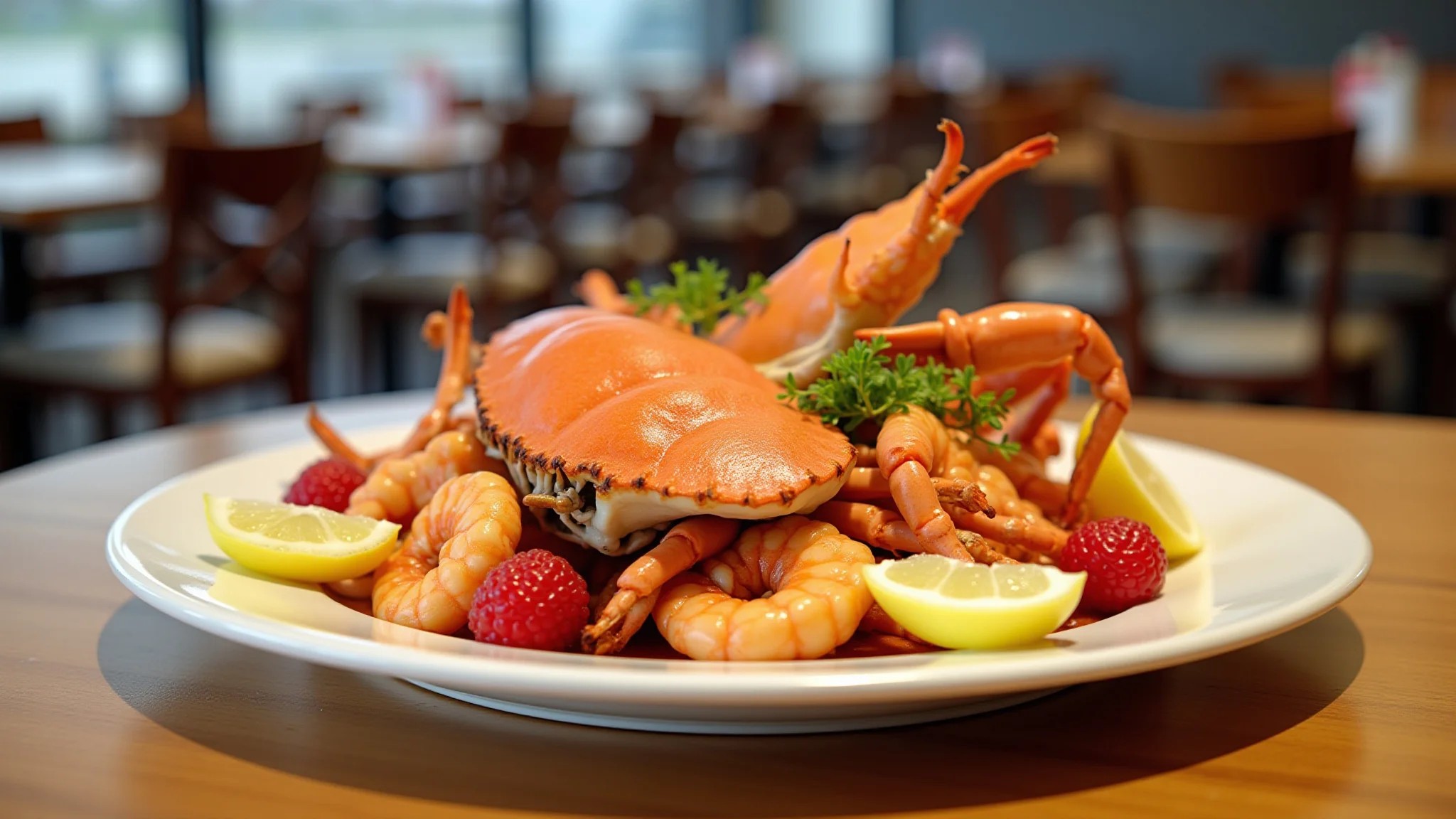 Deliciosa travessa de frutos do mar em Aracaju com caranguejo e camarões.
