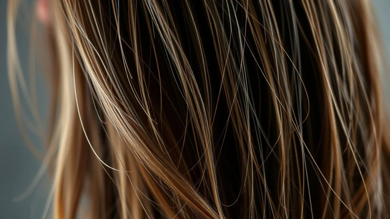 Cabelo seco, opaco e com pontas duplas, sinal de falta de hidratação.