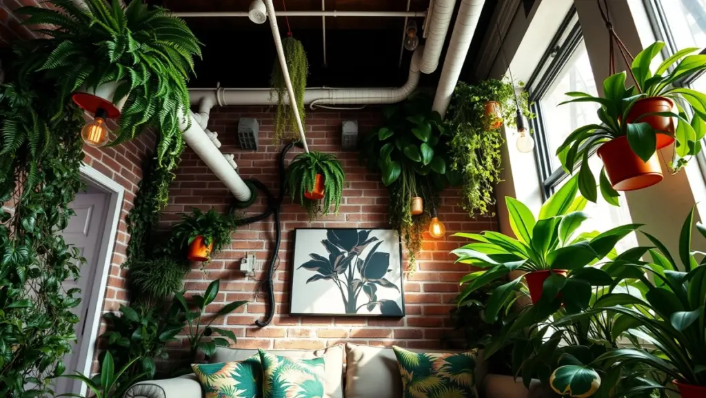 Eletroduto Aparente e Plantas: Urban Jungle com Toque Industrial