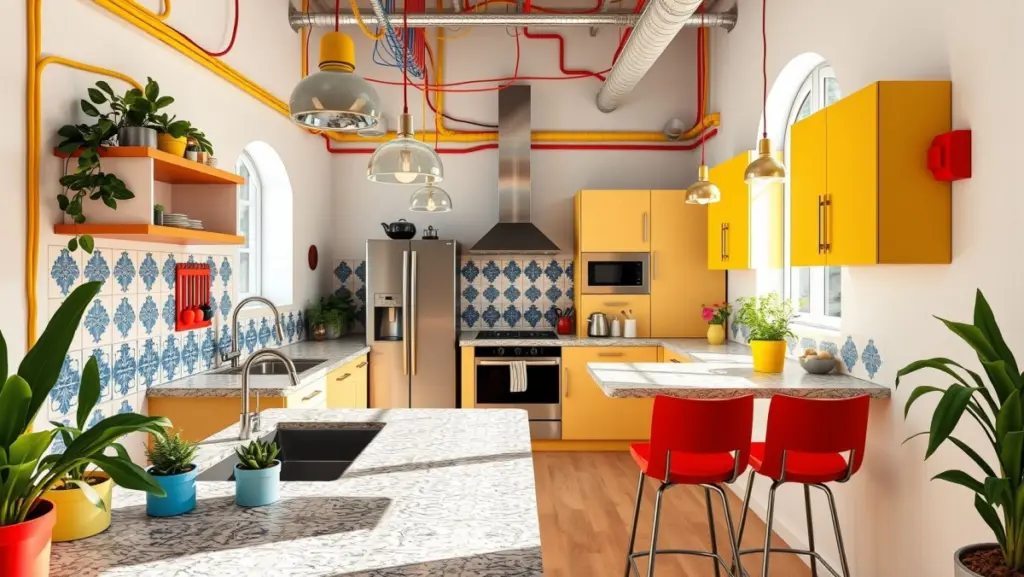 Eletrodutos Coloridos: Uma Cozinha Divertida e Personalizada