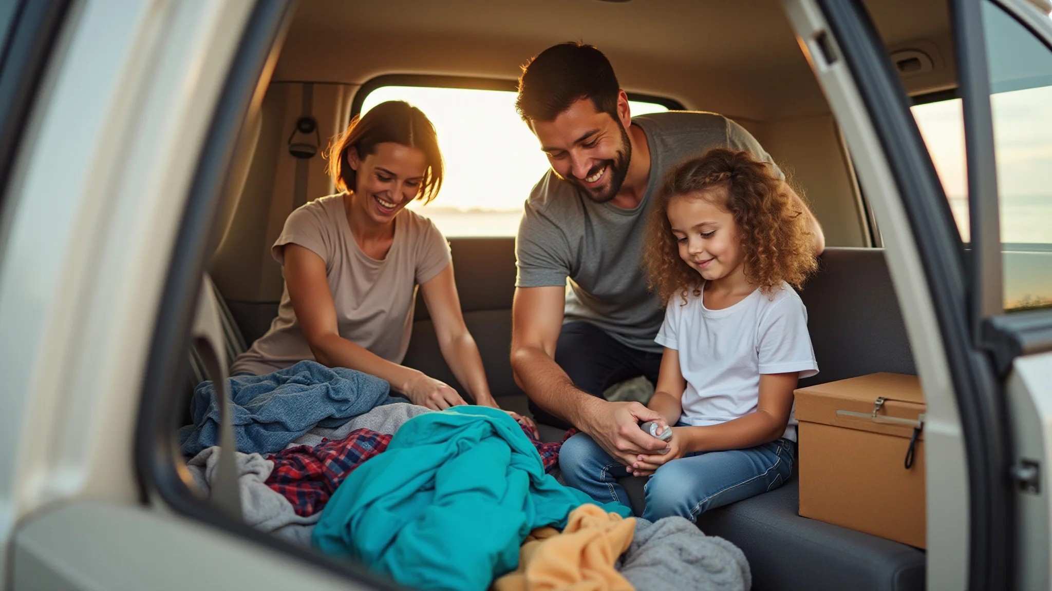 Família preparando a mala para viagem a Bonito, roupas e equipamentos.