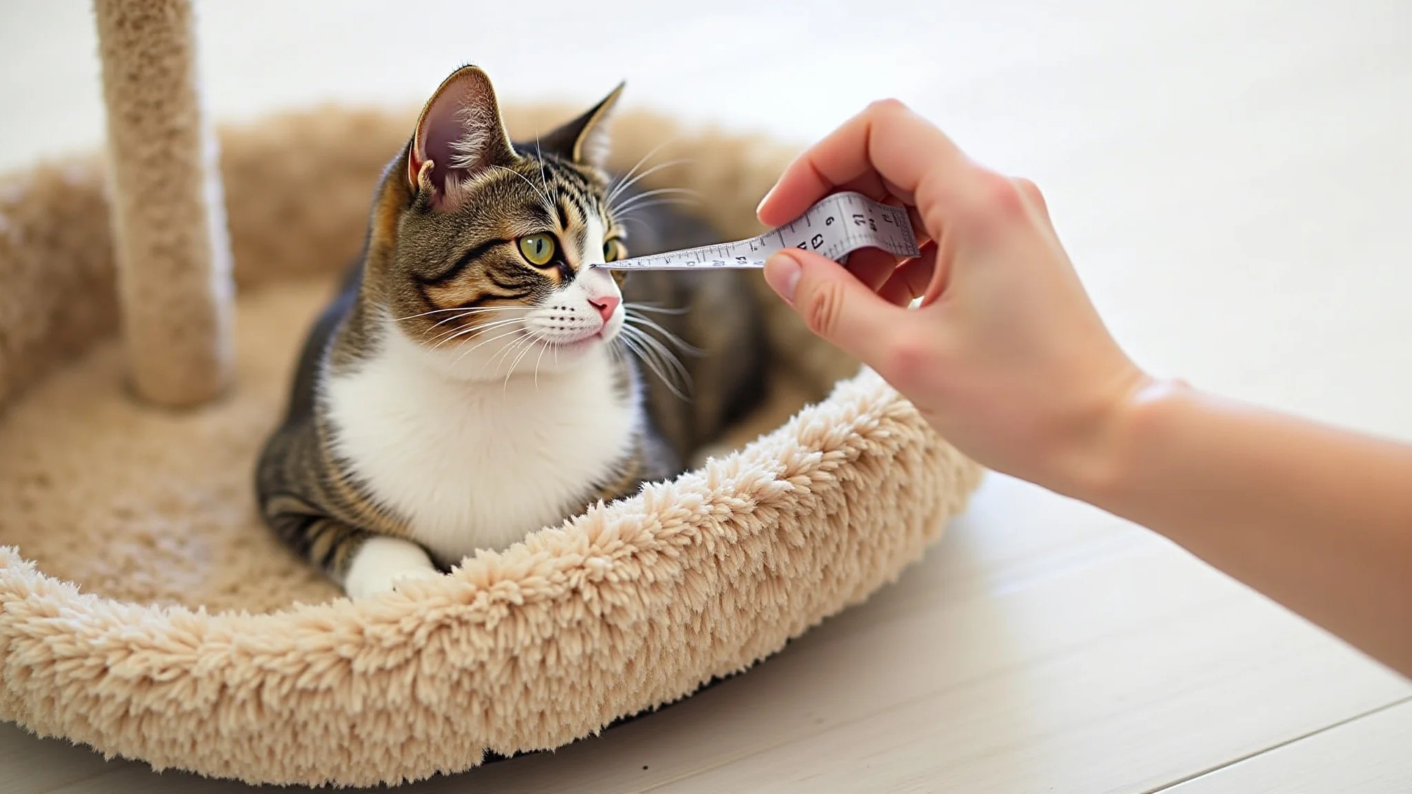 FAQ: tamanho ideal para uma cama de gato, fita métrica.