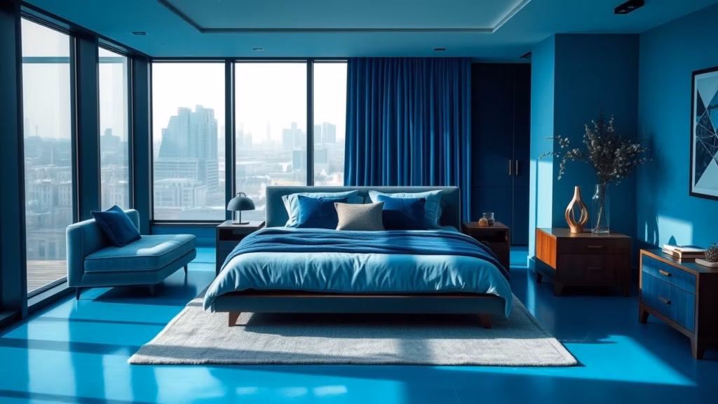 Ideias Maravilhosas Para Um Quarto Azul com variações de Tons