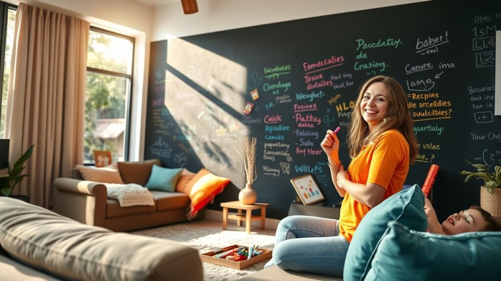 Tinta lousa para parede da sala: um toque divertido e funcional que você vai amar!