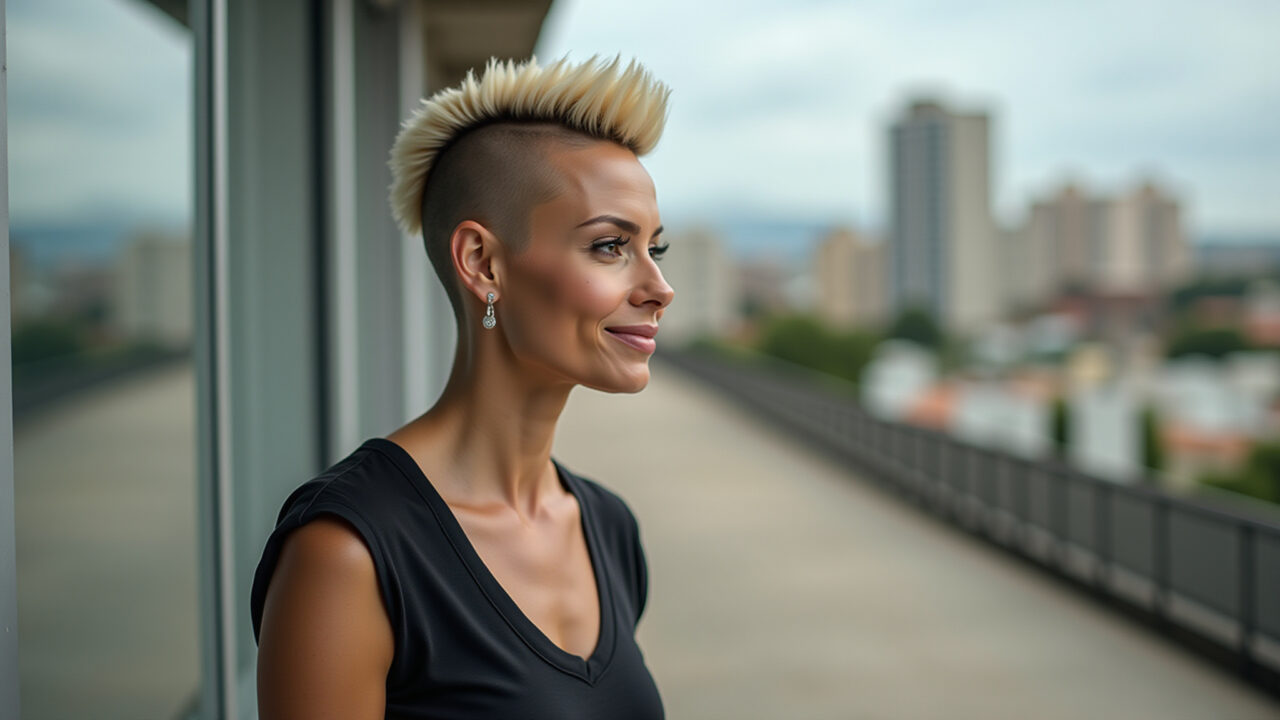 Corte moicano feminino para cabelo curto, atitude e estilo.