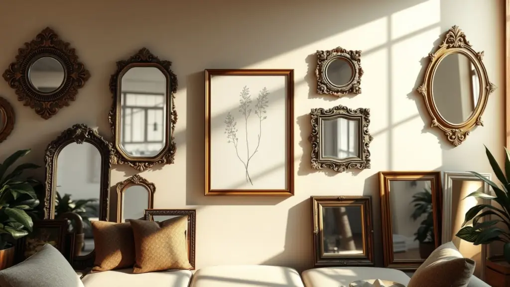 Galeria em Casa: Composição com Quadro Grande e Espelhos