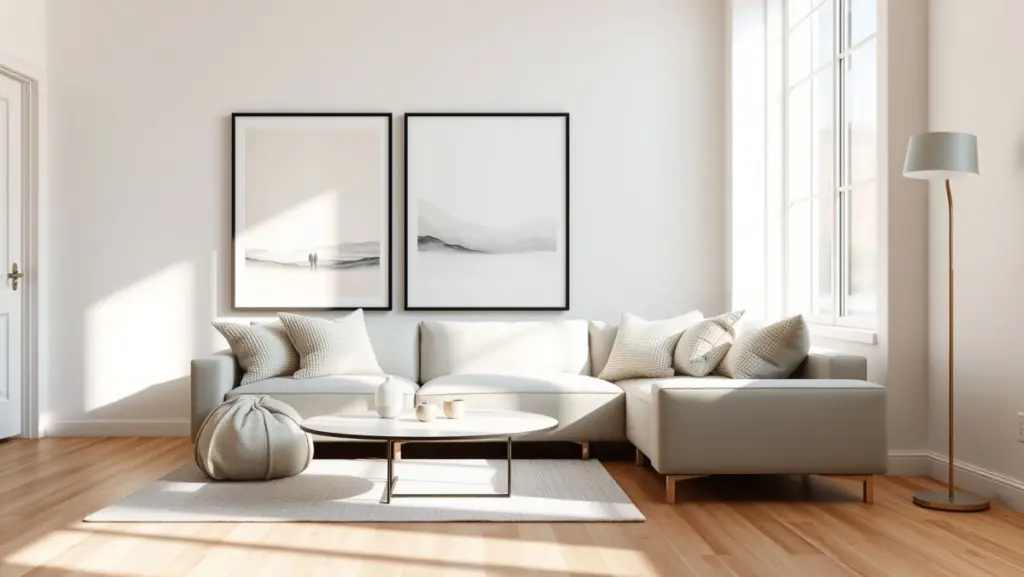 Gallery Wall Minimalista: Elegância e Simplicidade na Sala