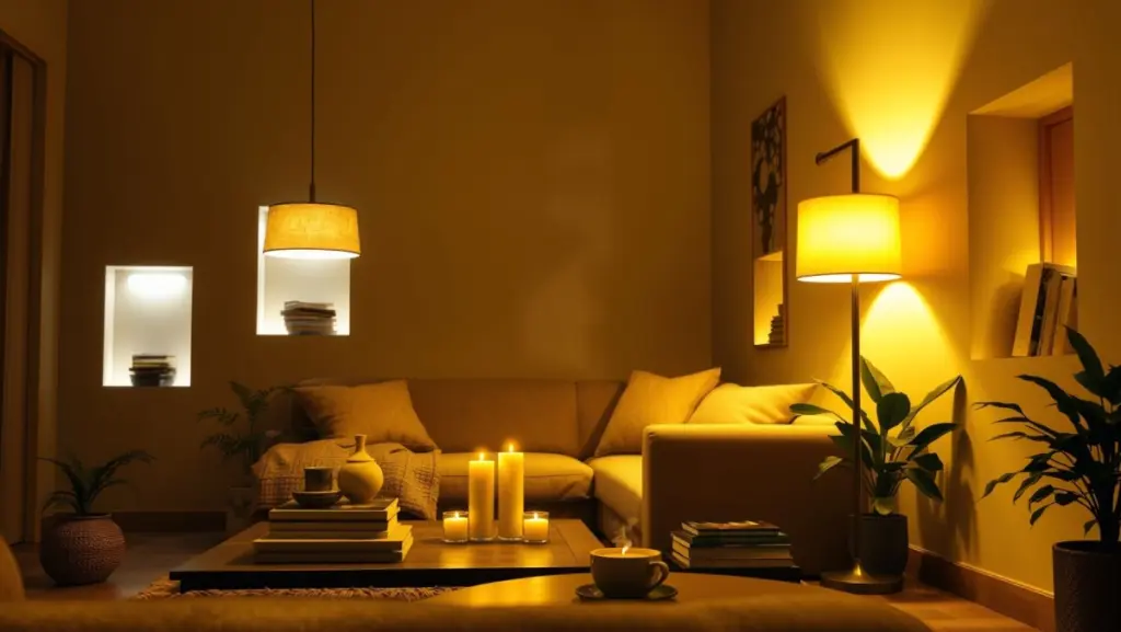 H3: Iluminação Estratégica: Amarelo e Luz para Ambientes Acolhedores