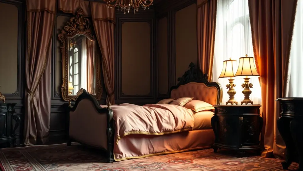 H3: Quarto Rosa e Dourado Clássico: Elegância Atemporal
