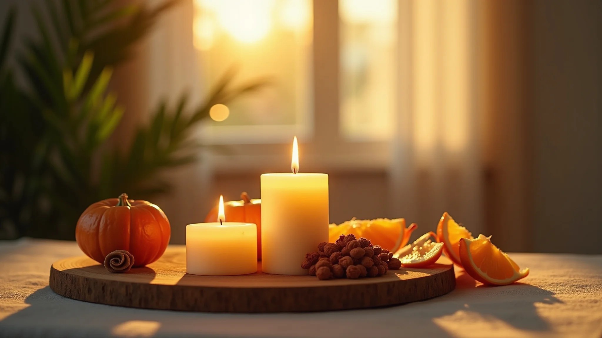 Velas aromáticas artesanais, ingredientes naturais, ambiente relaxante.