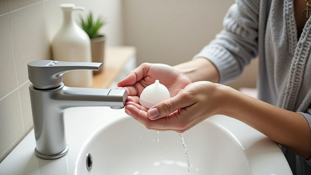 Higiene do coletor menstrual.