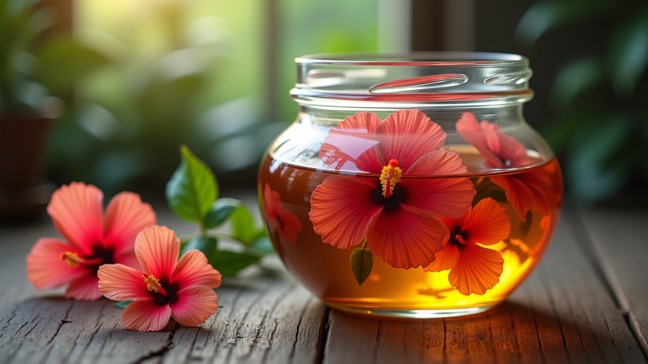 Óleo de hibisco para nutrição profunda.