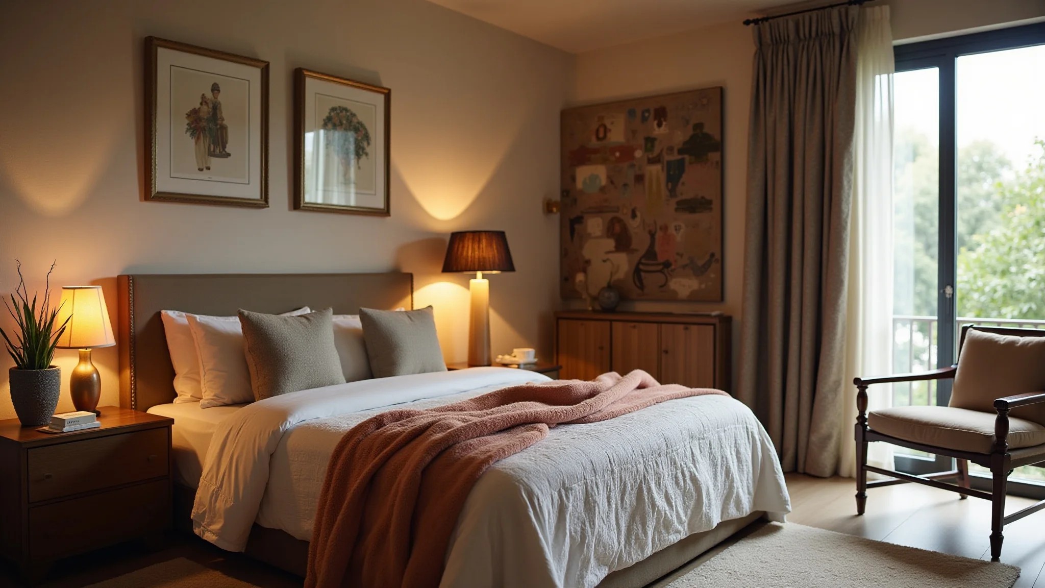 Quarto de casal brasileiro organizado, elegante e romântico.