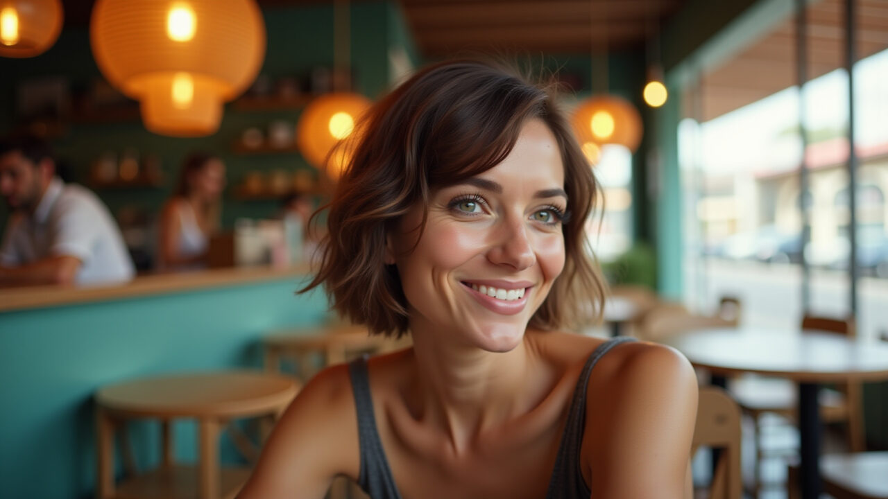 Short bob para rosto redondo com camadas.