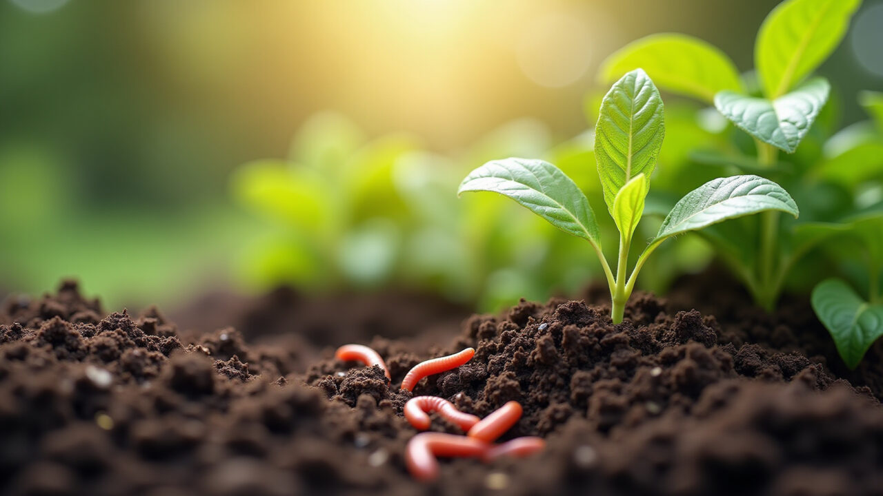 Horta sustentável com minhocas reciclado lixo orgânico.