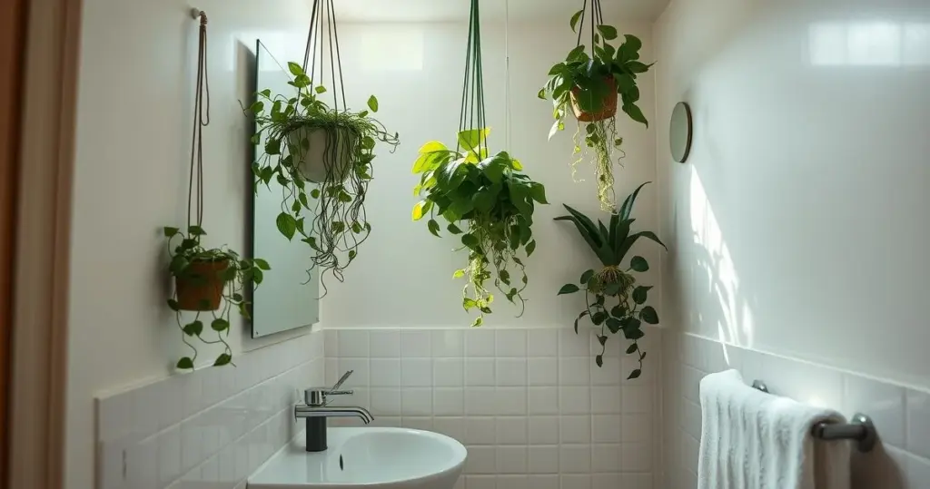decoração de banheiro apartamento pequeno com plantas