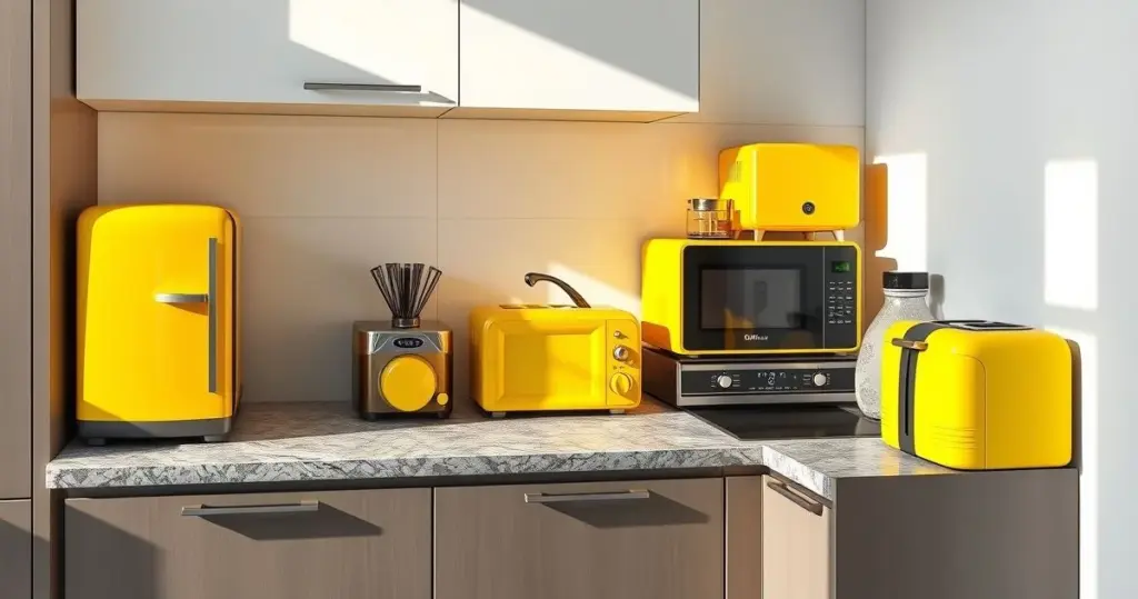 eletrodomésticos amarelos pequenos para apartamento