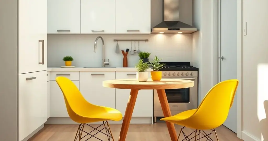 cadeiras amarelas para cozinha pequena