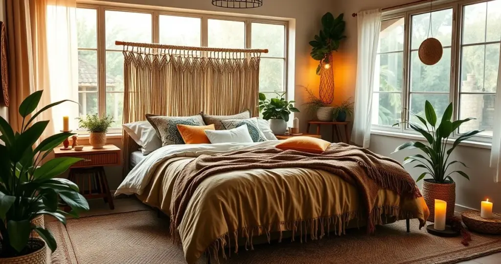 decoração com móveis boho chic quarto casal