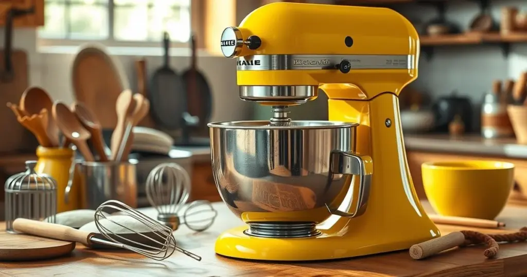 batedeira amarela vintage KitchenAid