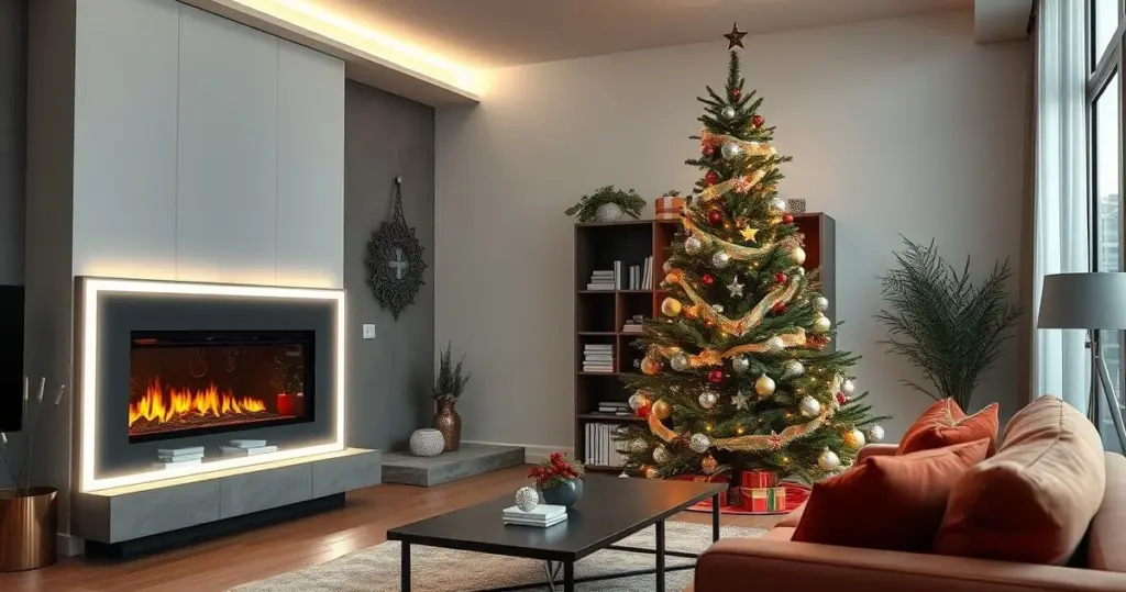 ideias de decoração de natal moderna com led