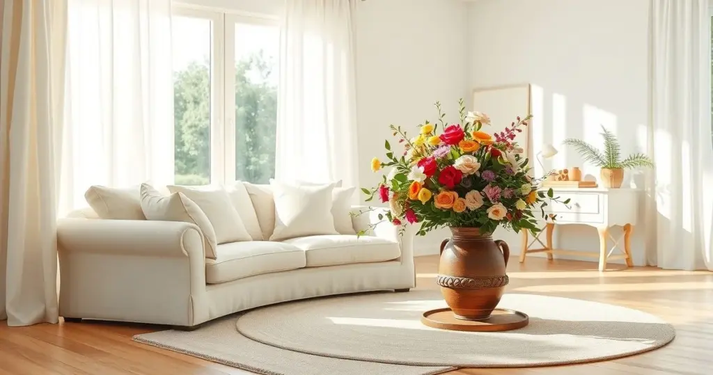 sala de estar provençal cores claras