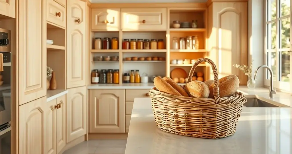cozinha provençal planejada com armários de madeira
