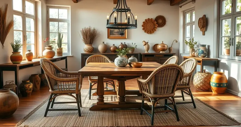 decoração com móveis boho chic rústico
