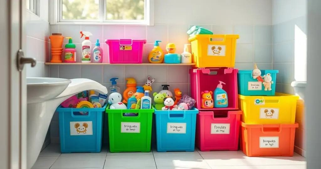 ideias de organização para banheiro infantil